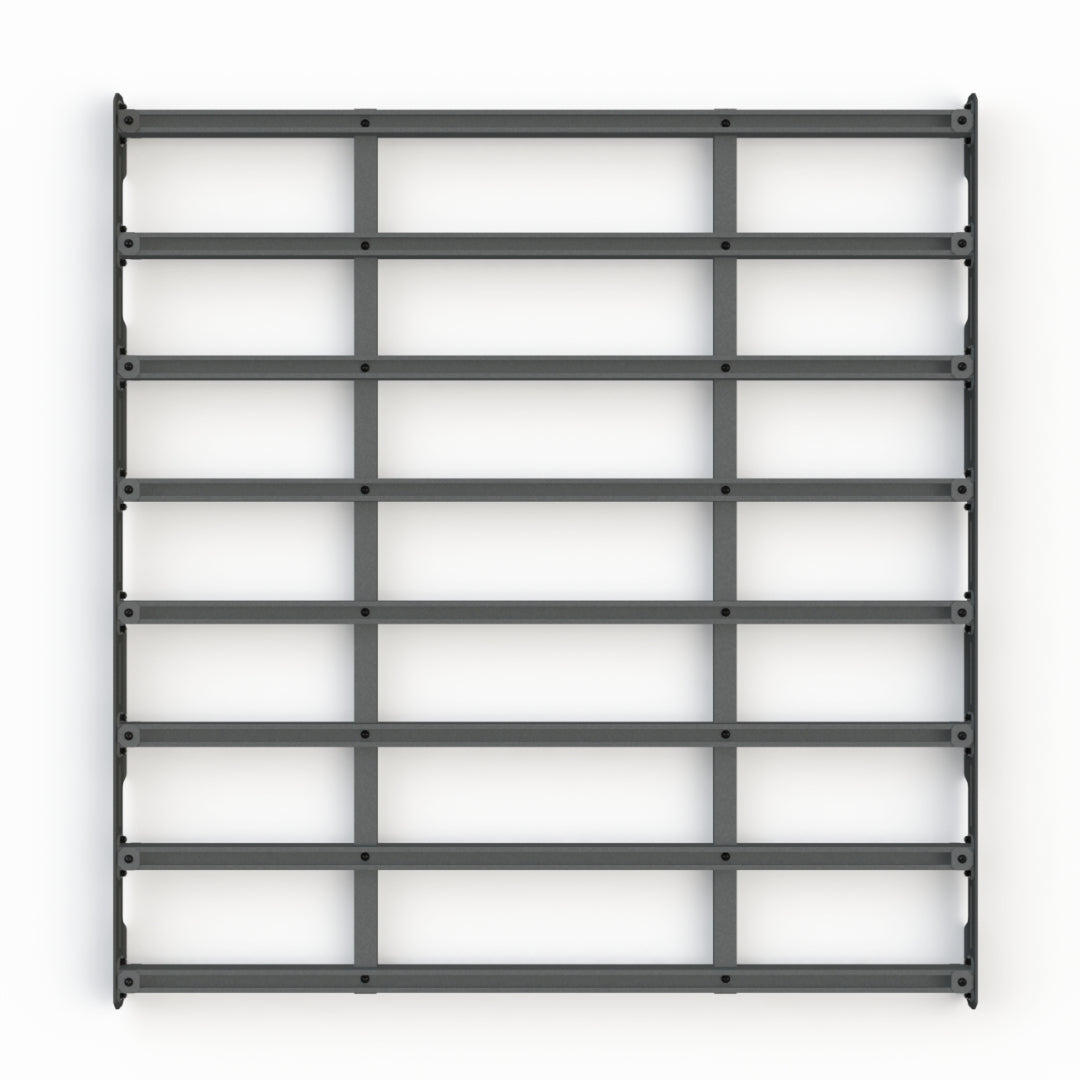 Aluminum platform rack, top view, 65 inch X 61 inch