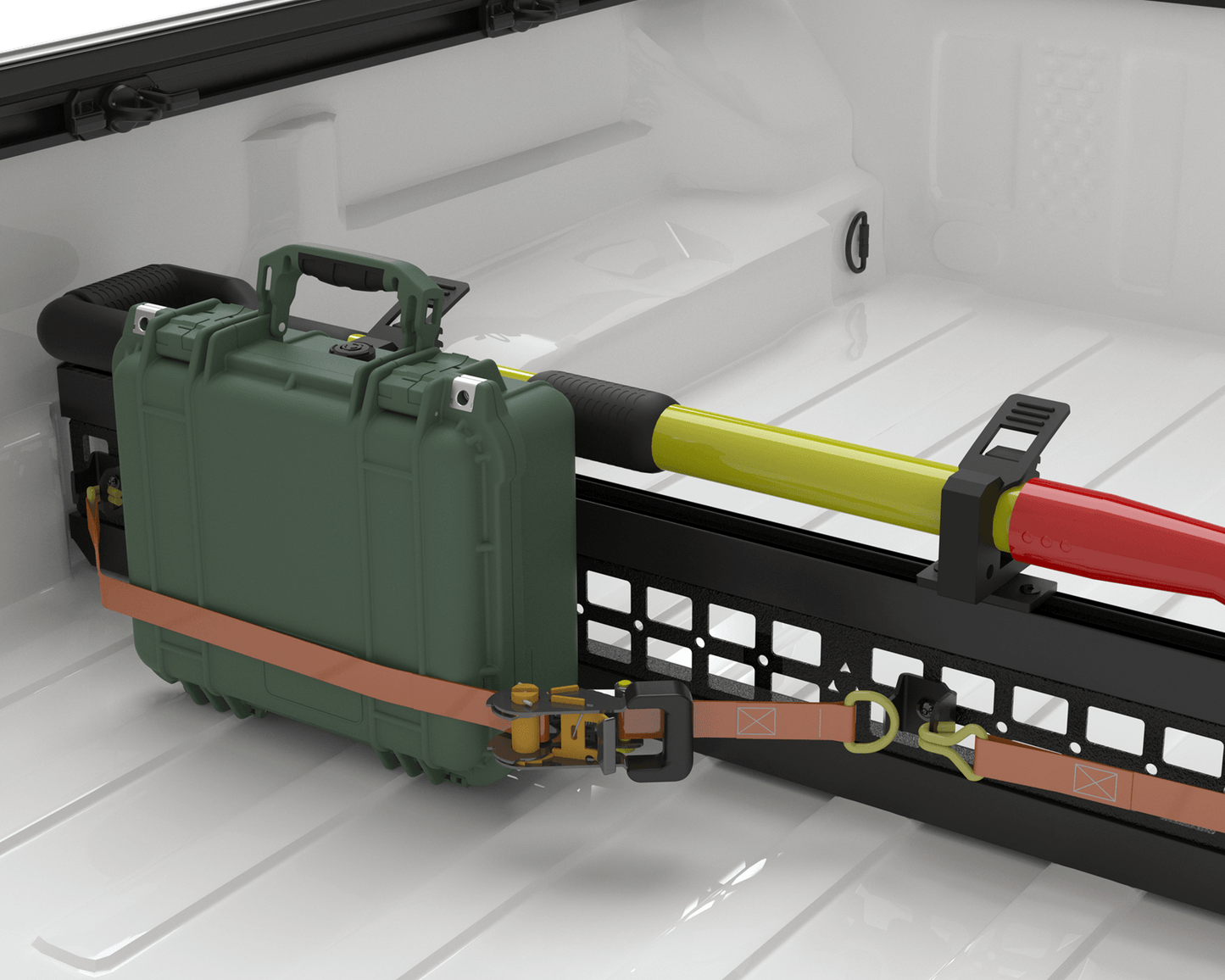 Jeep Gladiator bed divider with accessories installed.
