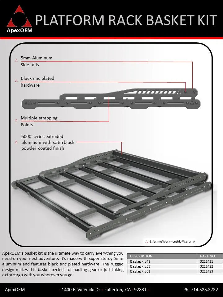 Advertisement for platform rack basket kit