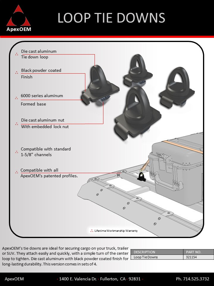 Loop tie down, eye bolt tie down flyer