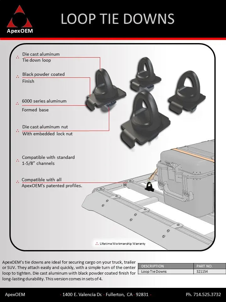 Loop tie down, eye bolt tie down flyer