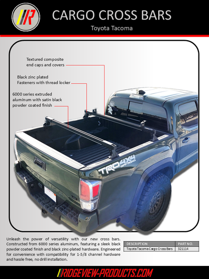 Toyota Tacoma cargo cross bars information flyer