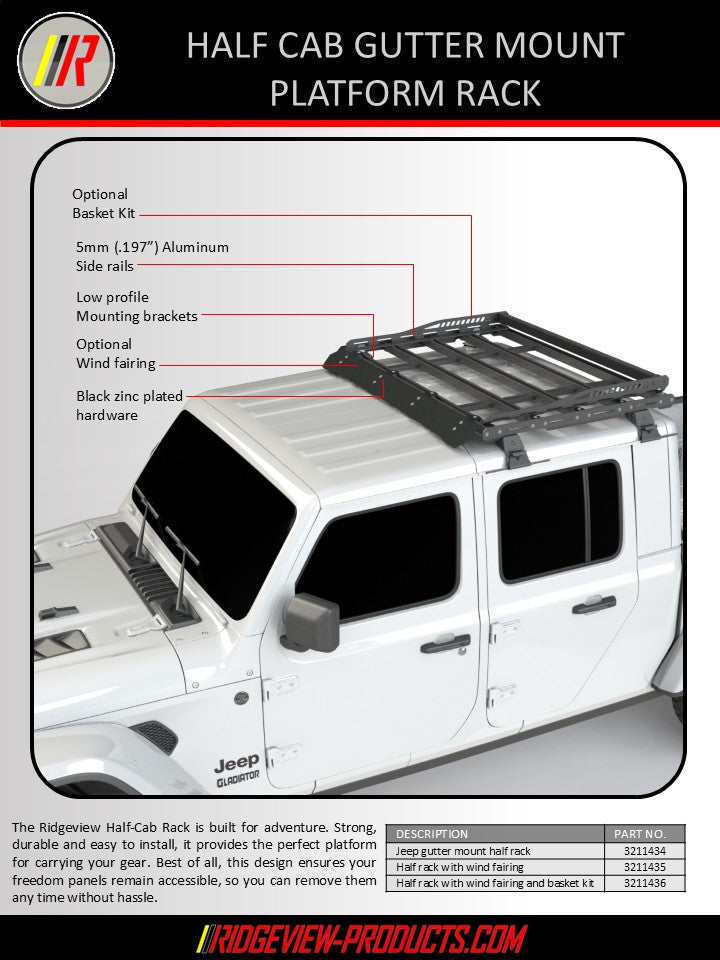 Half cab platform rack information flyer