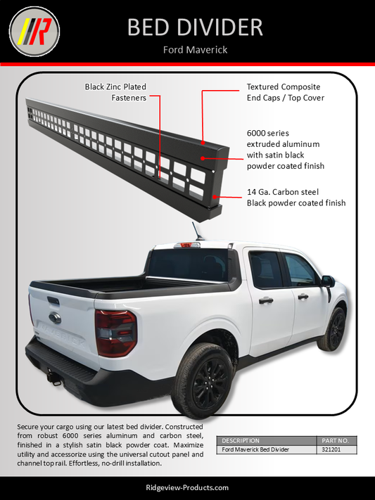 Ford Maverick bed divider information flyer