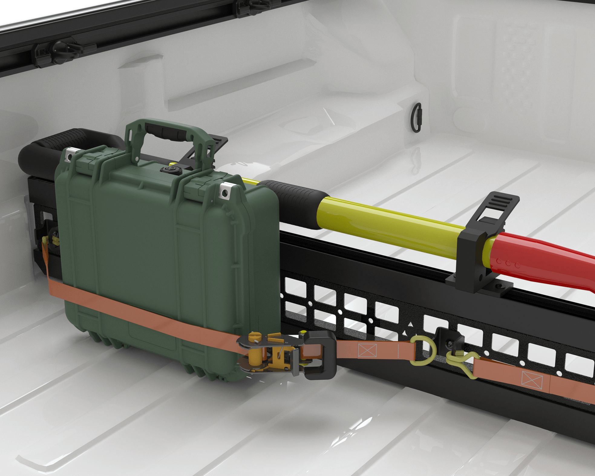 Jeep Gladiator bed divider with accessories installed.