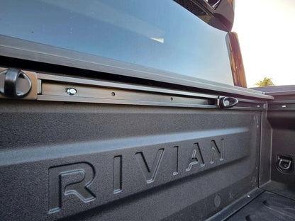 Rivian R1T cargo rail bulkhead cargo rail installed