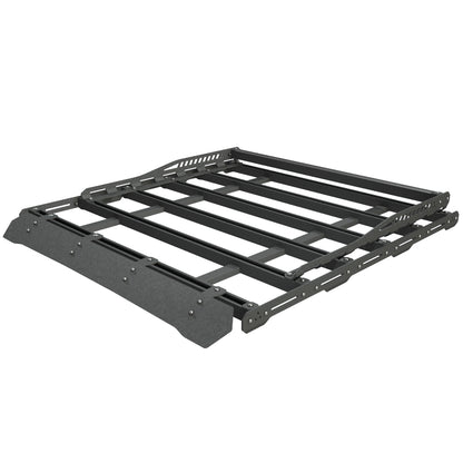 Aluminum platform rack with wind deflector and basket