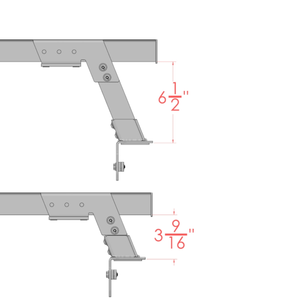 Illustration showing minimum and maximum cross bar height