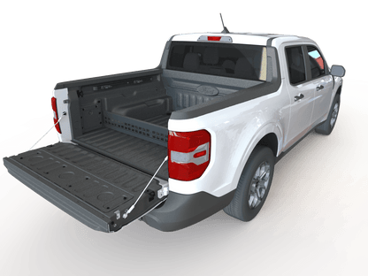 rear isometric view of Ford Maverick bed divider installed