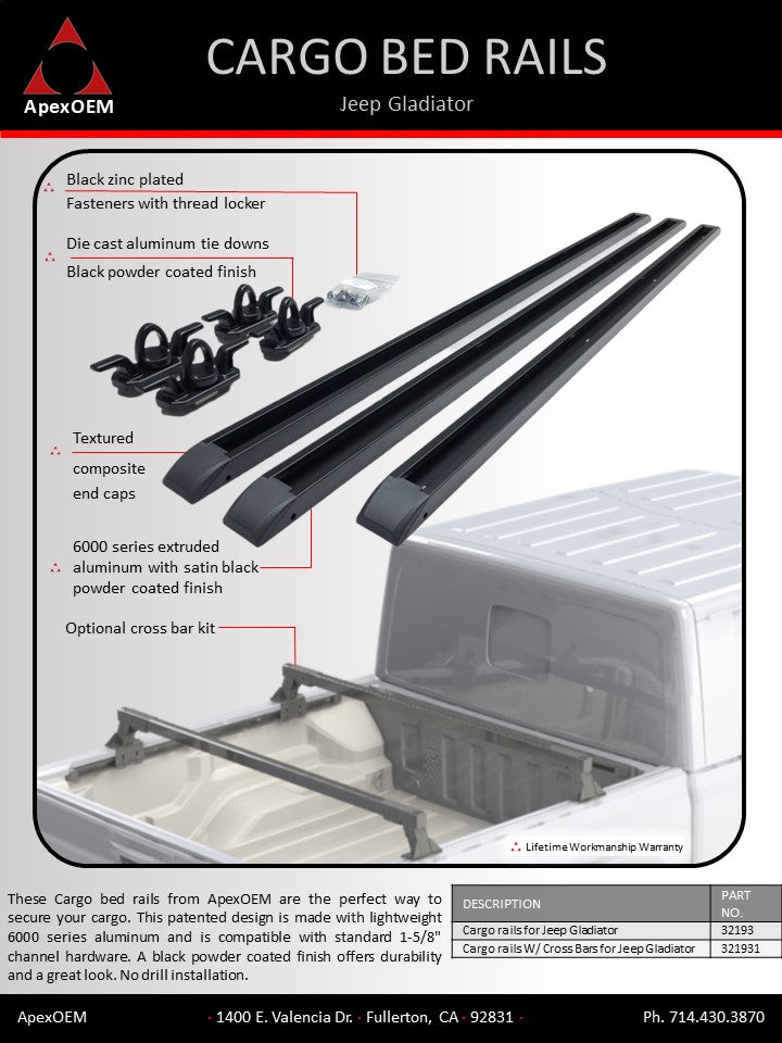 Jeep Gladiator bed rails information