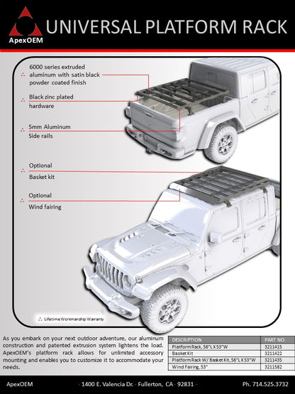 Universal Aluminum platform rack