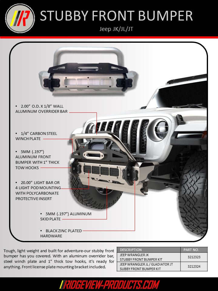 Front Stubby Complete Bumper Kit-Jeep Wrangler JK