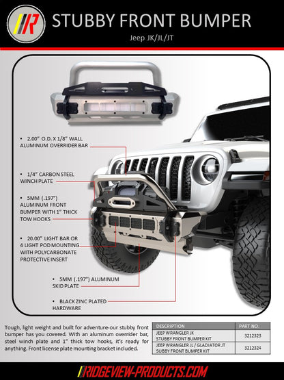 Front Stubby Complete Bumper Kit-Jeep Wrangler JL / Gladiator JT