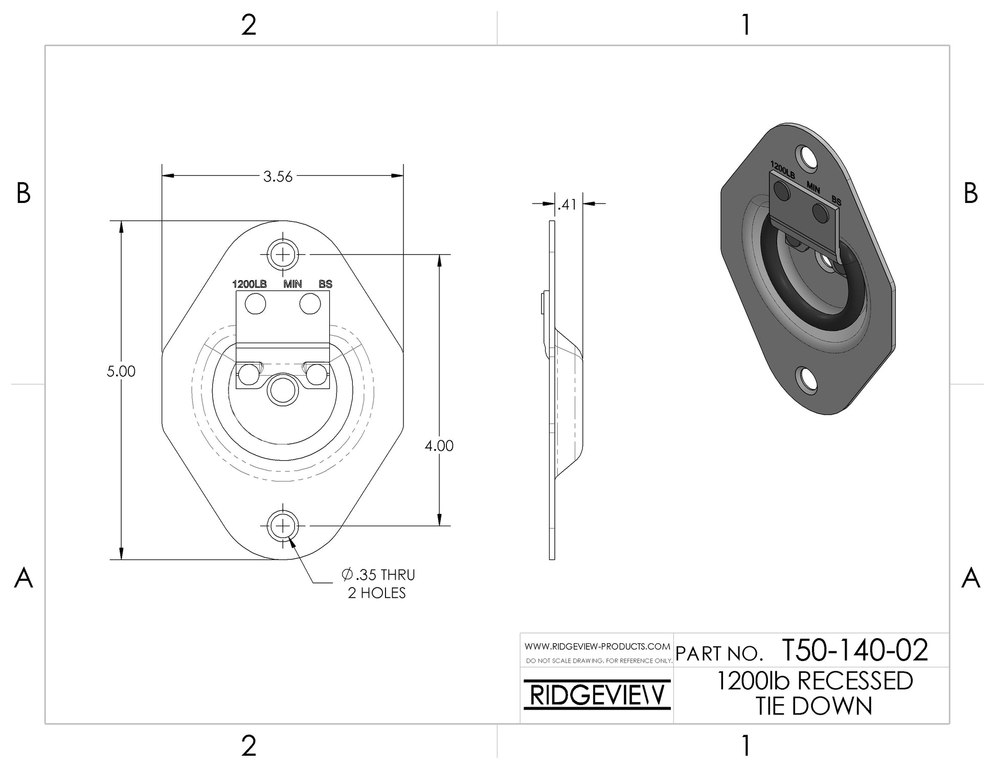 2d drawing of recessed tie down