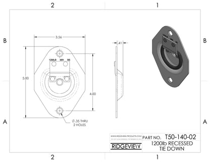 2d drawing of recessed tie down