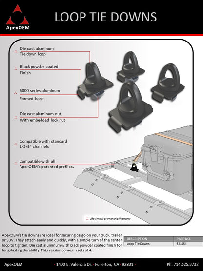 Loop tie down, eye bolt tie down flyer