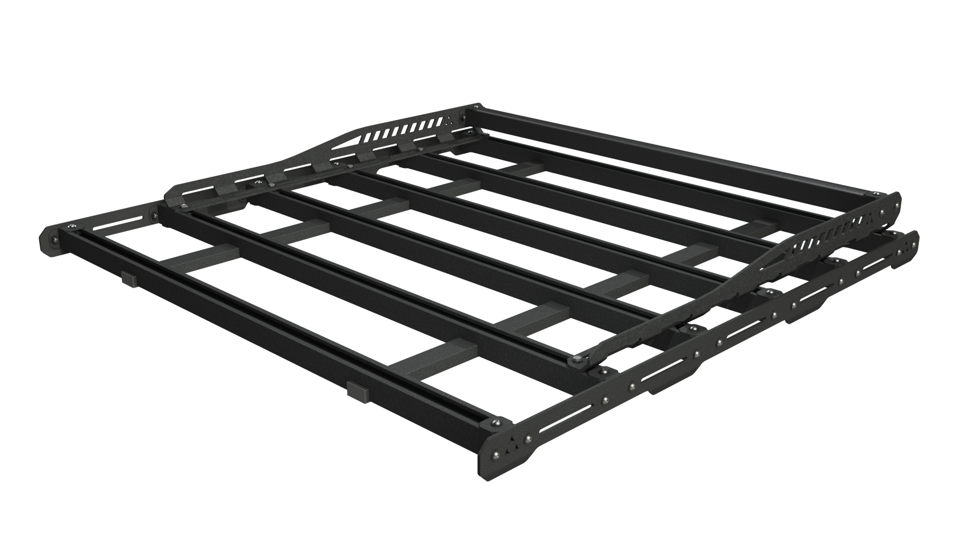 Isometric view of platform rack basket kit installed